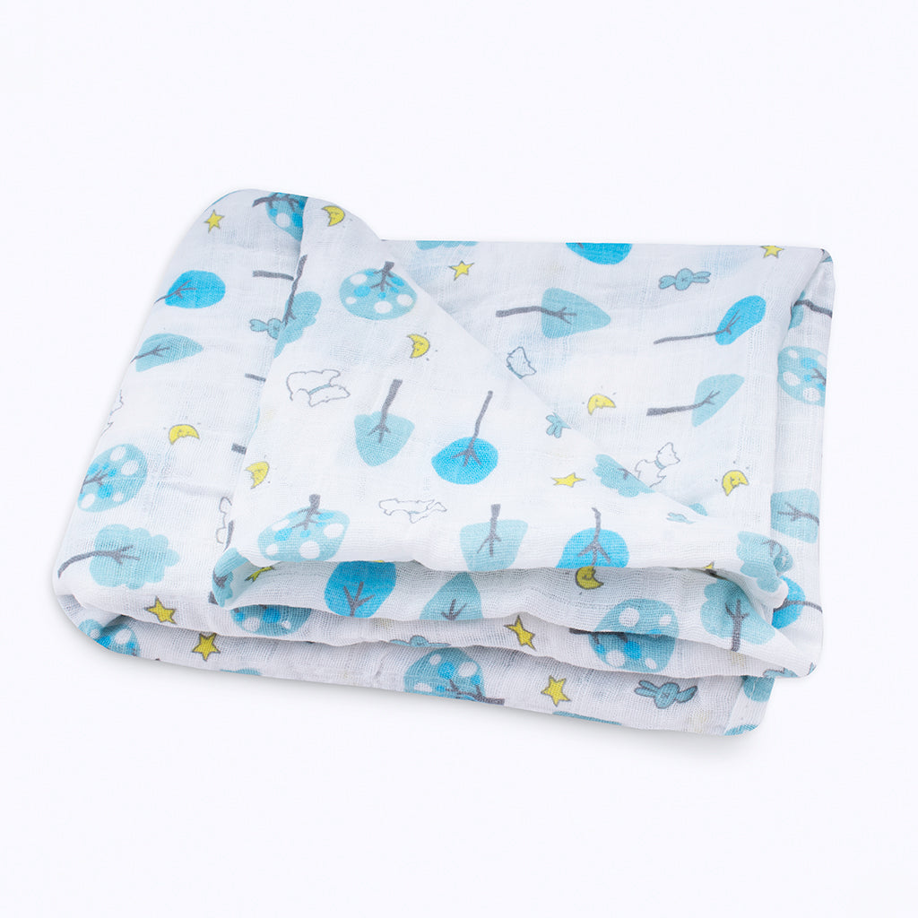 Muselina Árboles Azules